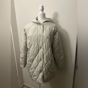 Zara off white puffer women front button up winter jacket oversize
